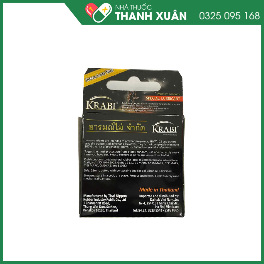 Bao cao su Krabi có gai và kéo dài thời gian - Dots &amp; Long Time